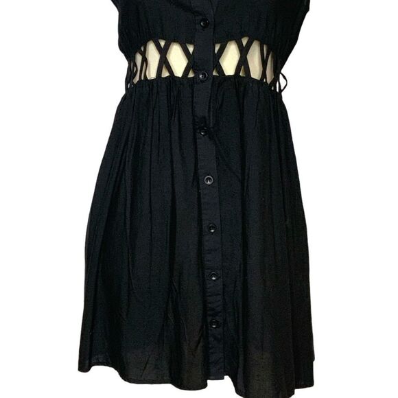 STARING AT STARS UO black lattice button front tunic dress size XS - Picture 5 of 11